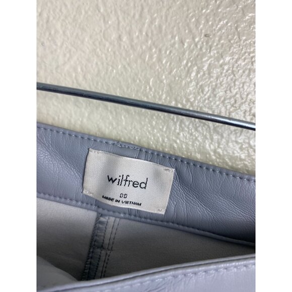 Aritzia Wilfred Gray Faux Leather Pants Women size 00 Straight Leg Moto Neutral - Picture 3 of 16